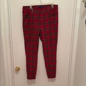 Tommy Hilfiger Red Plaid Trousers